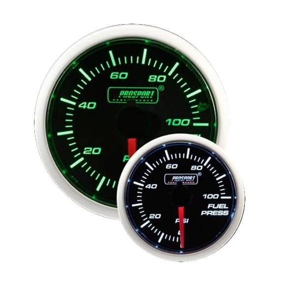 Prosport 52mm Brandstofdruk Meter Groen Super White