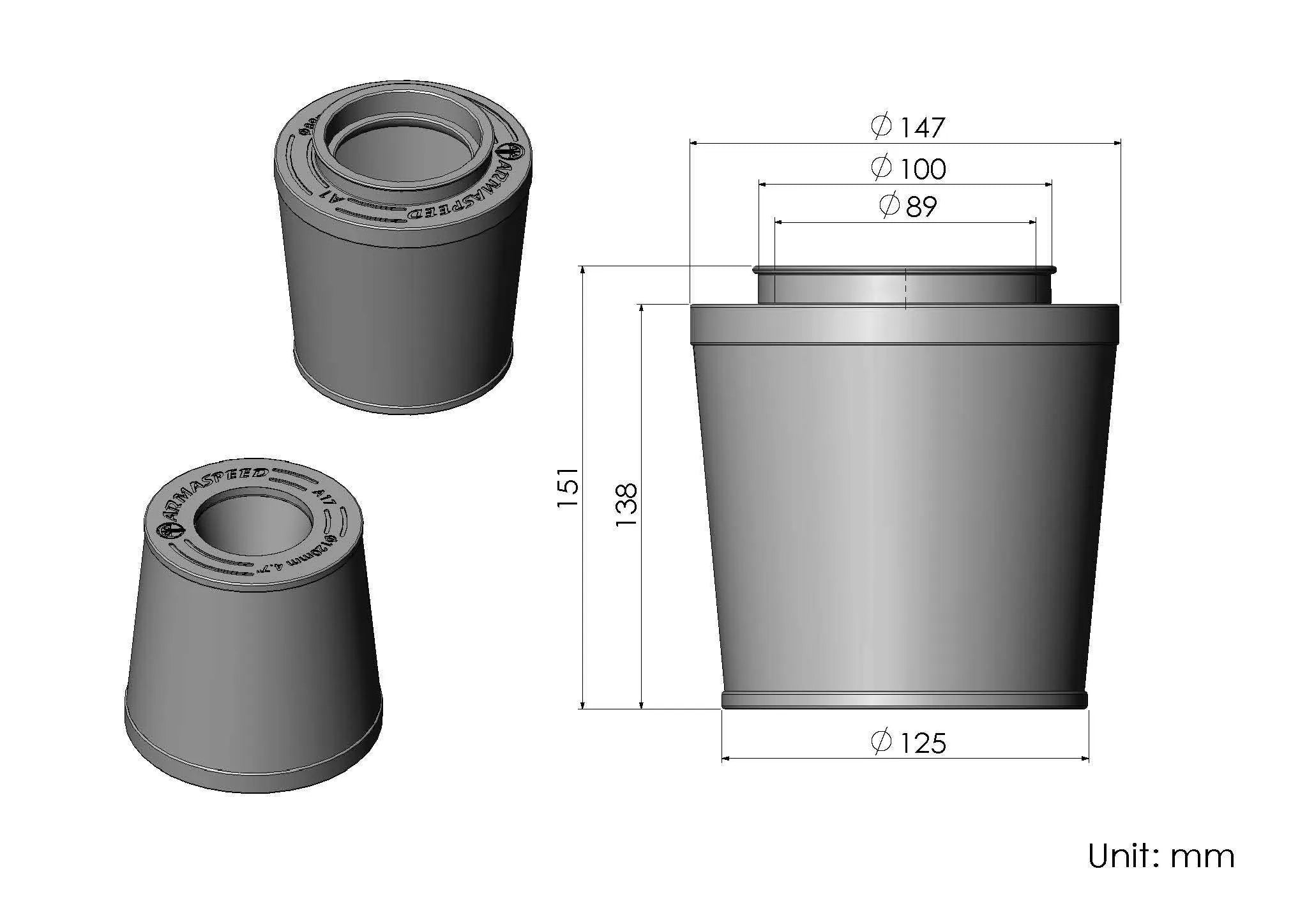 Armaspeed Cone Air Filter Audi A4 B8 B8.5 2