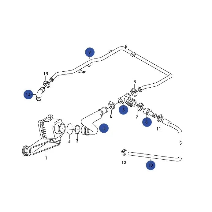 Breather Hose Kit, B5 Audi A4 & Volkswagen Passat 1.8T, AEB with Manual Transmission, Reinforced Silicone 20