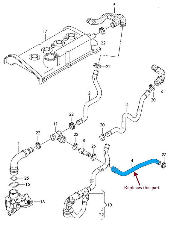 Tubo de respiro de admissão Creations Motorsport para Audi S3 8L 4
