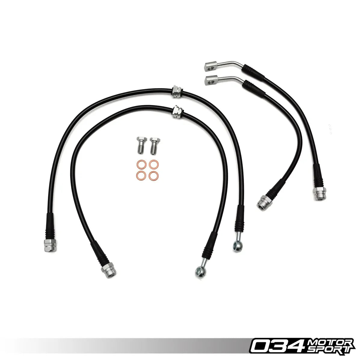Conductos de freno de acero inoxidable 034 Motorsport VW Audi MQB AWD 2.0T 01