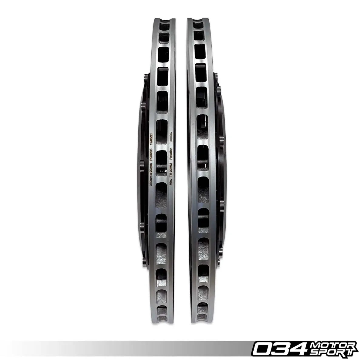 034 Motorsport Disco de freno trasero flotante de 2 piezas AUDI B9 02