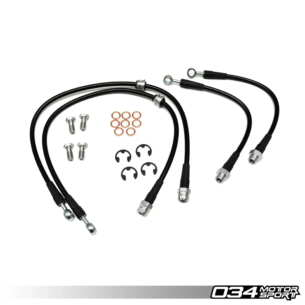 Kit de latiguillos de freno trenzados de acero inoxidable 034 Motorsport Audi A3 01