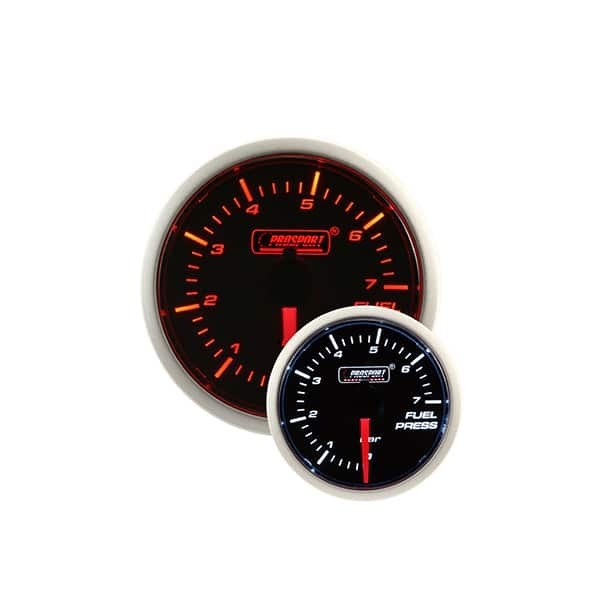 Manómetro de presión de combustible Prosport de 52 mm, color rojo y blanco