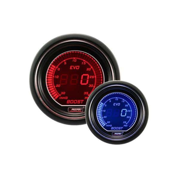 Medidor de impulso eléctrico Prosport Evo de 52 mm, rojo y azul
