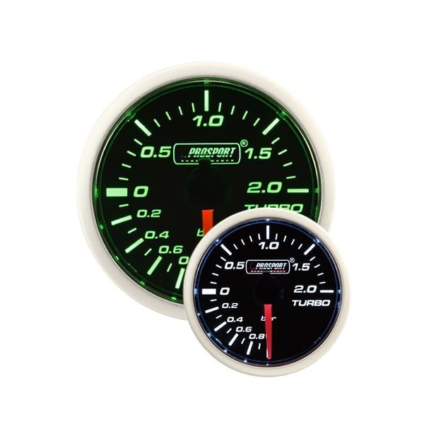 Medidor de impulso mecánico Prosport de 52 mm, verde y blanco